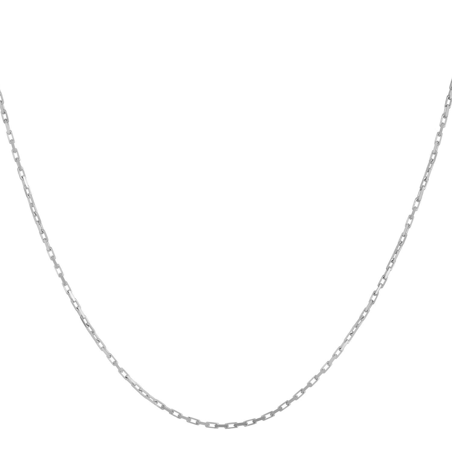 14k White Gold French Cable Chain (1.30 mm) in a sleek high-contrast midnight luxury editorial style